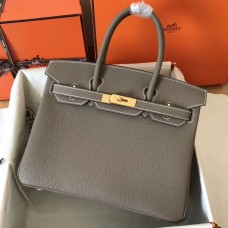 Hermes Birkin 30cm 35cm Handmade Bag In Etain Clemence Leather Hermes Birkin 30cm 35cm Handmade Bag In Etain Clemence Leather