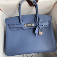 Hermes Birkin 30cm 35cm Bag In Blue Agate Epsom Leather