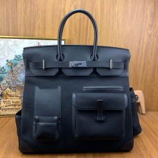 Hermes HAC Cargo Birkin 40 Handmade Bag in Black Toile Hermes HAC Cargo Birkin 40 Handmade Bag in Black Toile