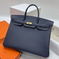 Hermes Navy Blue Clemence Birkin 40cm Handmade Bag