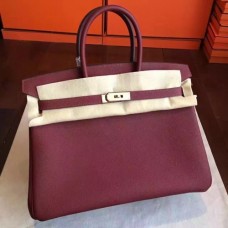 Hermes Bordeaux Clemence Birkin 40cm Handmade Bag