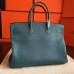 Hermes Birkin 40 Handmade Bag In Blue Jean Clemence Leather