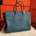 Hermes Birkin 40 Handmade Bag In Blue Jean Clemence Leather