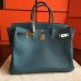 Hermes Birkin 40 Handmade Bag In Blue Jean Clemence Leather