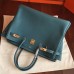 Hermes Birkin 40 Handmade Bag In Blue Jean Clemence Leather