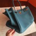 Hermes Birkin 40 Handmade Bag In Blue Jean Clemence Leather