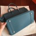 Hermes Birkin 40 Handmade Bag In Blue Jean Clemence Leather