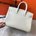 Hermes Birkin 40 Handmade Bag In White Clemence Leather