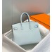 Hermes Birkin 25cm Bag In Blue Brume Clemence Leather