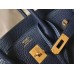 Hermes Navy Blue Clemence Birkin 25cm Handmade Bag