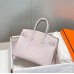 Hermes Birkin 25cm Bag In Mauve Pale Clemence Leather