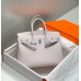 Hermes Birkin 25cm Bag In Mauve Pale Clemence Leather