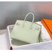 Hermes Birkin 25cm Bag In Vert Fizz Clemence Leather