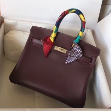 Hermes Birkin 25 Handmade Bag In Burgundy Swift Leather Hermes Birkin 25 Handmade Bag In Burgundy Swift Leather
