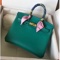 Hermes Birkin 25 Handmade Bag In Malachite Swift Leather Hermes Birkin 25 Handmade Bag In Malachite Swift Leather
