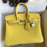 Hermes Birkin 25 Retourne Handmade Bag In Lime Swift Calfskin Hermes Birkin 25 Retourne Handmade Bag In Lime Swift Calfskin