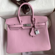 Hermes Birkin 25 Retourne Handmade Bag In Mauve Sylvestre Swift Calfskin Hermes Birkin 25 Retourne Handmade Bag In Mauve Sylvestre Swift Calfskin