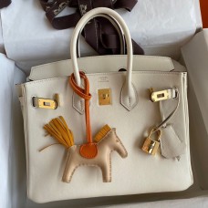 Hermes Birkin 25 Retourne Handmade Bag In Nata Swift Calfskin Hermes Birkin 25 Retourne Handmade Bag In Nata Swift Calfskin