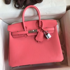 Hermes Birkin 25 Retourne Handmade Bag In Rose Lipstick Swift Calfskin Hermes Birkin 25 Retourne Handmade Bag In Rose Lipstick Swift Calfskin