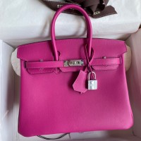 Hermes Birkin 25 Retourne Handmade Bag In Rose Purple Swift Calfskin Hermes Birkin 25 Retourne Handmade Bag In Rose Purple Swift Calfskin