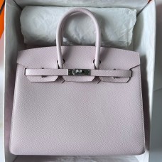 Hermes Birkin 25 Sellier Handmade Bag In Mauve Pale Epsom Calfskin Hermes Birkin 25 Sellier Handmade Bag In Mauve Pale Epsom Calfskin