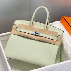 Hermes Birkin 25cm Bag In Vert Fizz Clemence Leather Hermes Birkin 25cm Bag In Vert Fizz Clemence Leather