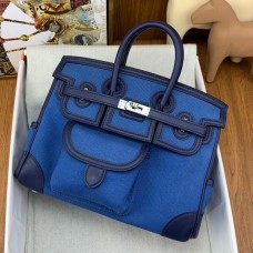 Hermes Birkin Cargo 25 Bag in Blue Toile and Navy Blue Swift Leather Hermes Birkin Cargo 25 Bag in Blue Toile and Navy Blue Swift Leather