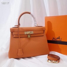 Hermes Kelly 32cm Sellier Bag In Orange Togo Leather Handmade Bag Hermes Kelly 32cm Sellier Bag In Orange Togo Leather Handmade Bag