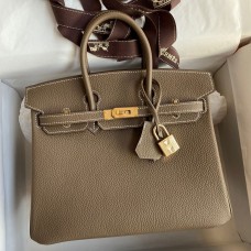 Hermes Birkin 25 Handmade Bag In Taupe Clemence Leather