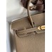 Hermes Birkin 25 Handmade Bag In Taupe Clemence Leather
