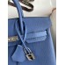 Hermes Birkin 25 Retourne Handmade Bag In Blue Agate Epsom Calfskin