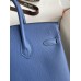 Hermes Birkin 25 Retourne Handmade Bag In Blue Agate Epsom Calfskin