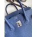 Hermes Birkin 25 Retourne Handmade Bag In Blue Agate Epsom Calfskin