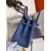 Hermes Birkin 25 Retourne Handmade Bag In Blue Agate Epsom Calfskin