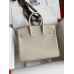 Hermes Birkin 25 Retourne Handmade Bag In Craie Epsom Calfskin