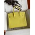 Hermes Birkin 25 Retourne Handmade Bag In Lime Epsom Calfskin