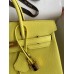 Hermes Birkin 25 Retourne Handmade Bag In Lime Epsom Calfskin