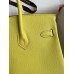 Hermes Birkin 25 Retourne Handmade Bag In Lime Epsom Calfskin