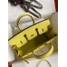 Hermes Birkin 25 Retourne Handmade Bag In Lime Epsom Calfskin