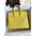 Hermes Birkin 25 Retourne Handmade Bag In Lime Swift Calfskin