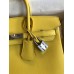 Hermes Birkin 25 Retourne Handmade Bag In Lime Swift Calfskin