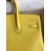 Hermes Birkin 25 Retourne Handmade Bag In Lime Swift Calfskin