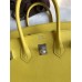 Hermes Birkin 25 Retourne Handmade Bag In Lime Swift Calfskin