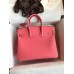 Hermes Birkin 25 Retourne Handmade Bag In Rose Lipstick Swift Calfskin