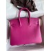 Hermes Birkin 25 Retourne Handmade Bag In Rose Purple Swift Calfskin