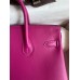 Hermes Birkin 25 Retourne Handmade Bag In Rose Purple Swift Calfskin