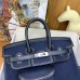 Hermes Birkin Cargo 25 Bag in Blue Toile and Black Swift Leather
