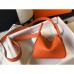 Hermes Mini Lindy Bag In Orange Clemence Leather