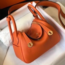 Replica Hermes Lindy Mini Bag In Vert Amande Clemence Leather GHW