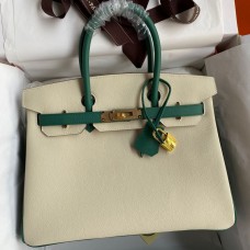 Hermes HSS Birkin 30 Bicolor Bag in Craie and Malachite Epsom Calfskin Hermes HSS Birkin 30 Bicolor Bag in Craie and Malachite Epsom Calfskin